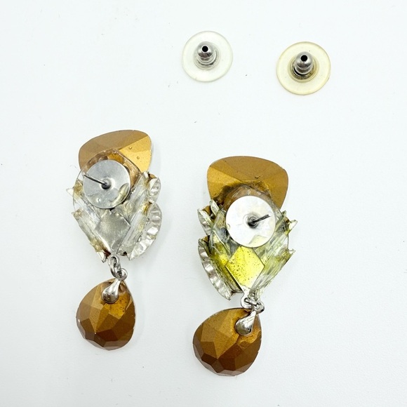 Vintage Crystal Clear Rhinestone Dangle Earrings - Picture 5 of 6